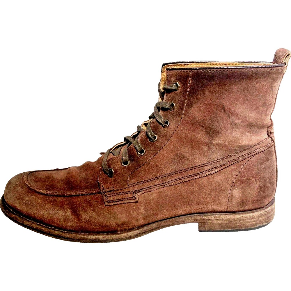 Frye Mens 10 D Brown Leather Chukka Boots Apron Moc Toe Ankle Work Trousers Shoe